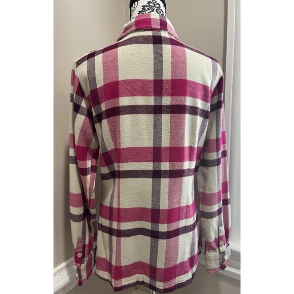 Patagonia Organic Cotton Sz 8 Button Down Shirt Pink Purple Plaid Preppy Comfy - Picture 5 of 12